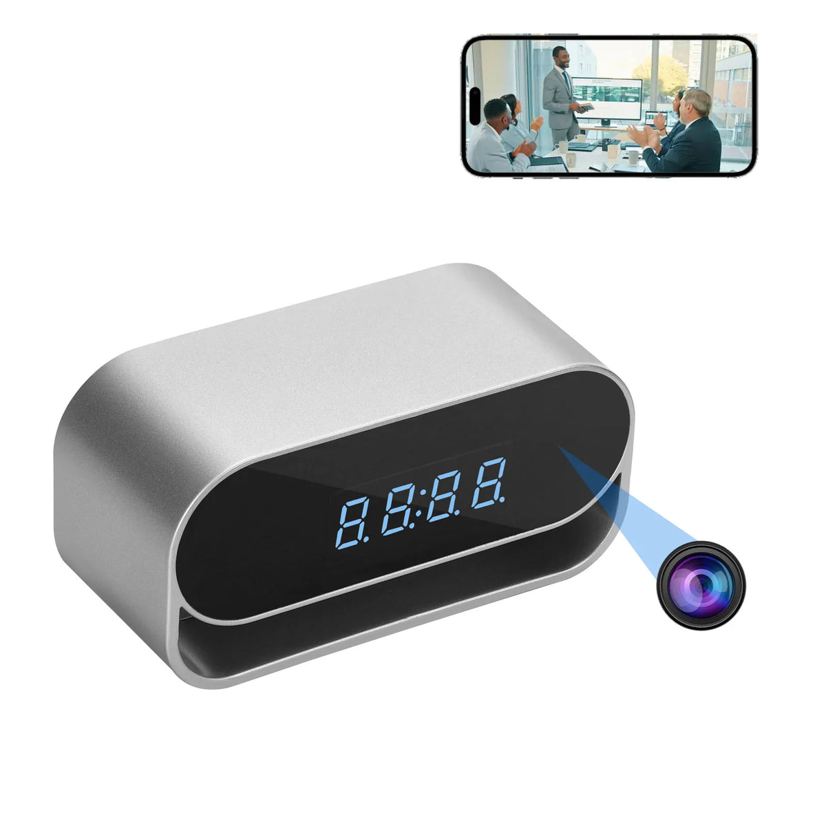 2K WiFi Clock Security Camera with Night Vision