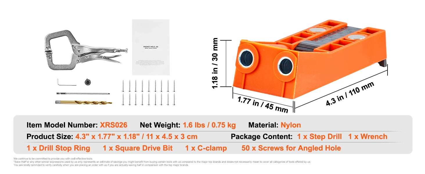 Pocket Hole Jig Kit with 56 Pieces