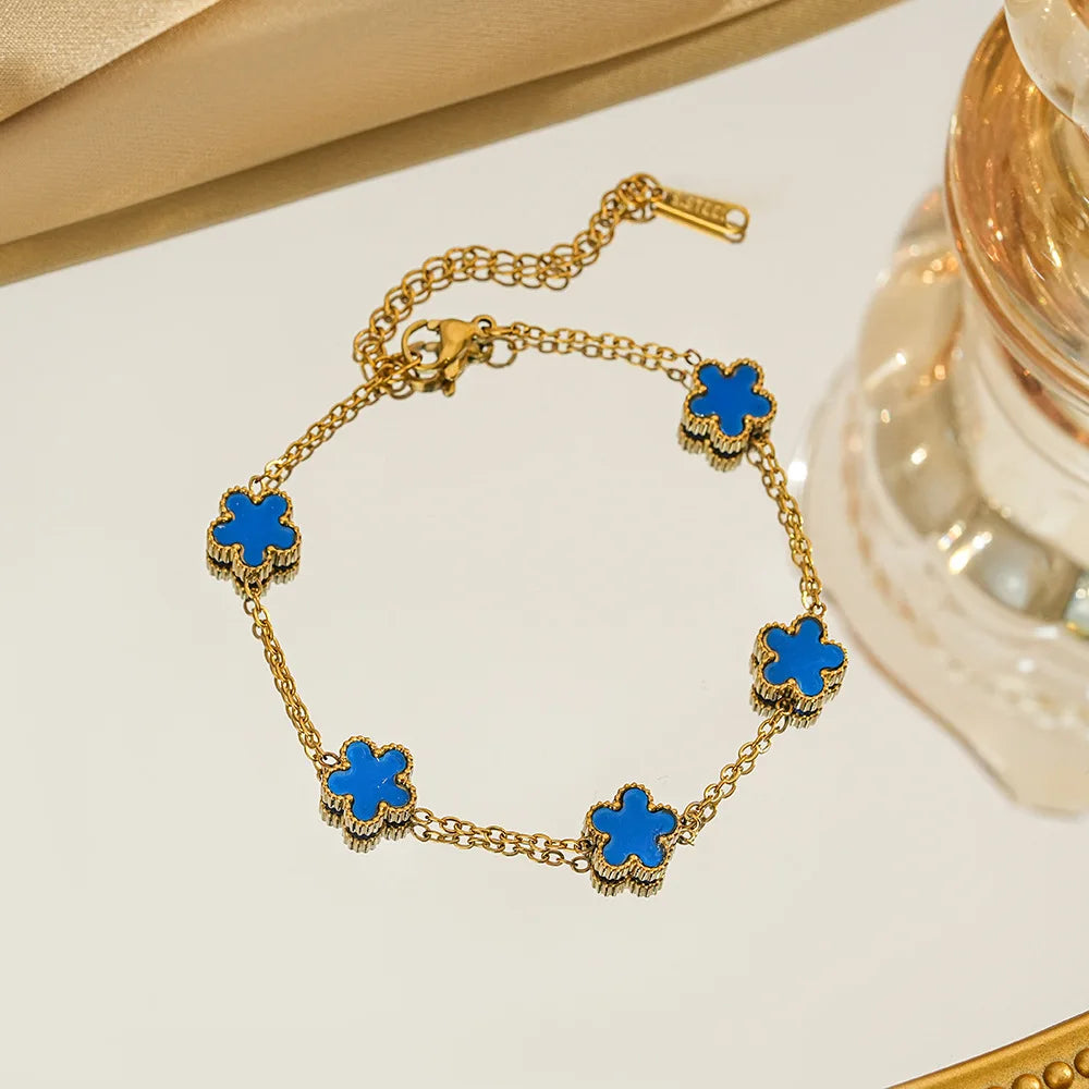 Five-Petal Clover Stainless Steel Bracelet