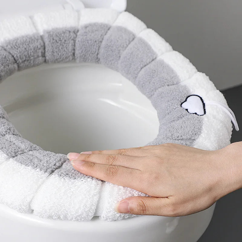 Soft Plush Toilet Seat Cover with Handle – Warm & Reusable