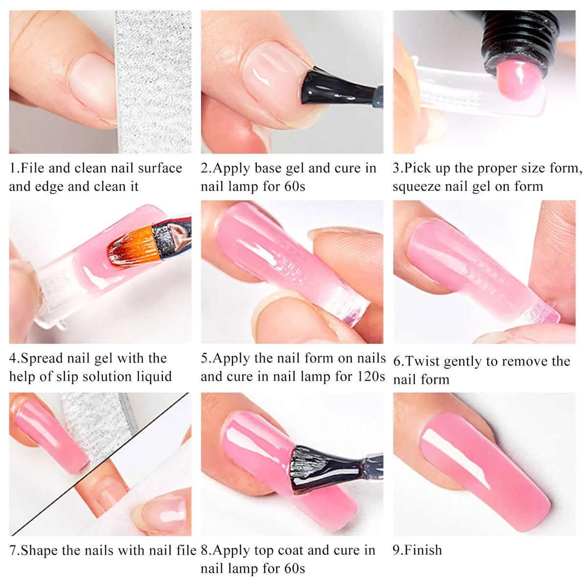 Set de 10 piezas para extensión de uñas de poligel