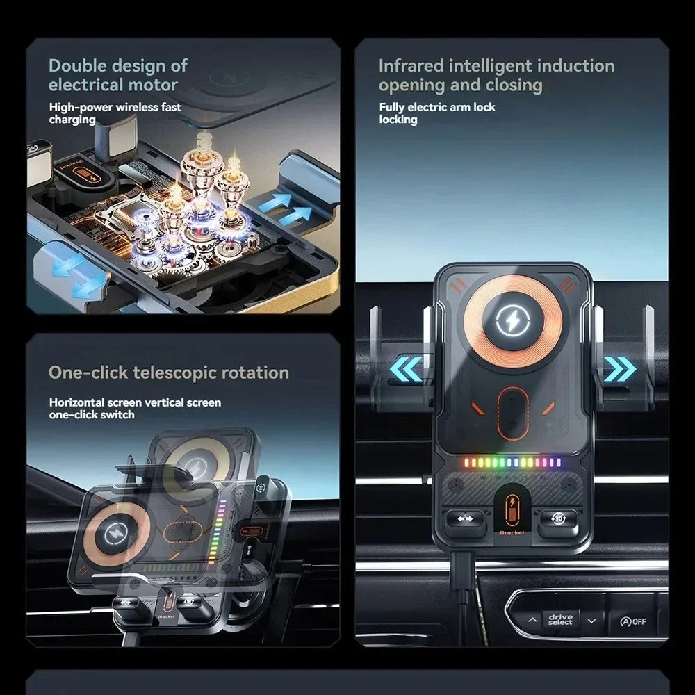 Electric Car Phone Mount 15W Wireless