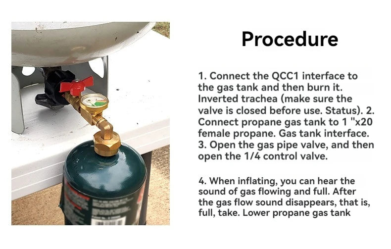 Propane Tank Refill Adapter with Gauge