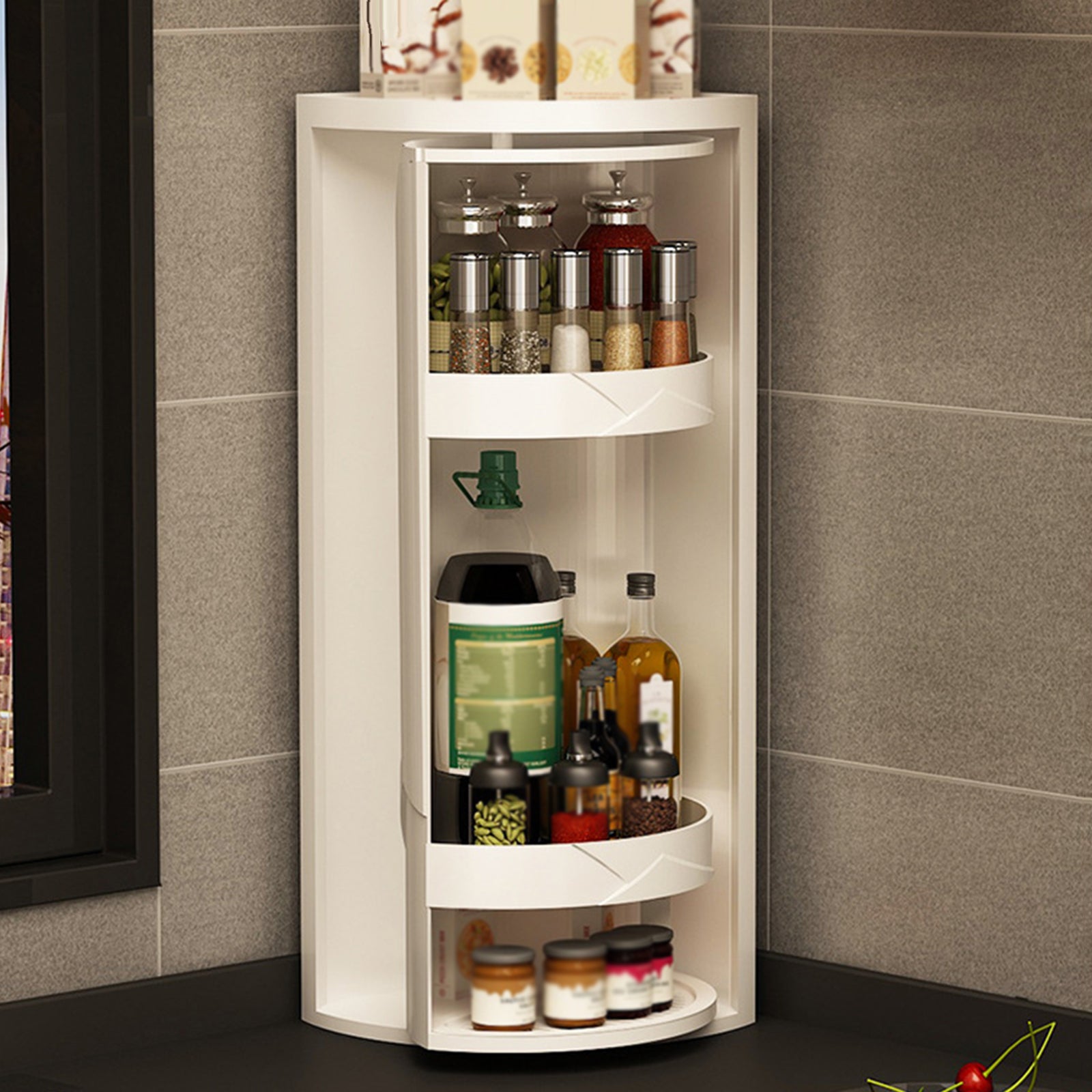 360° Rotating Corner Kitchen Spice Rack