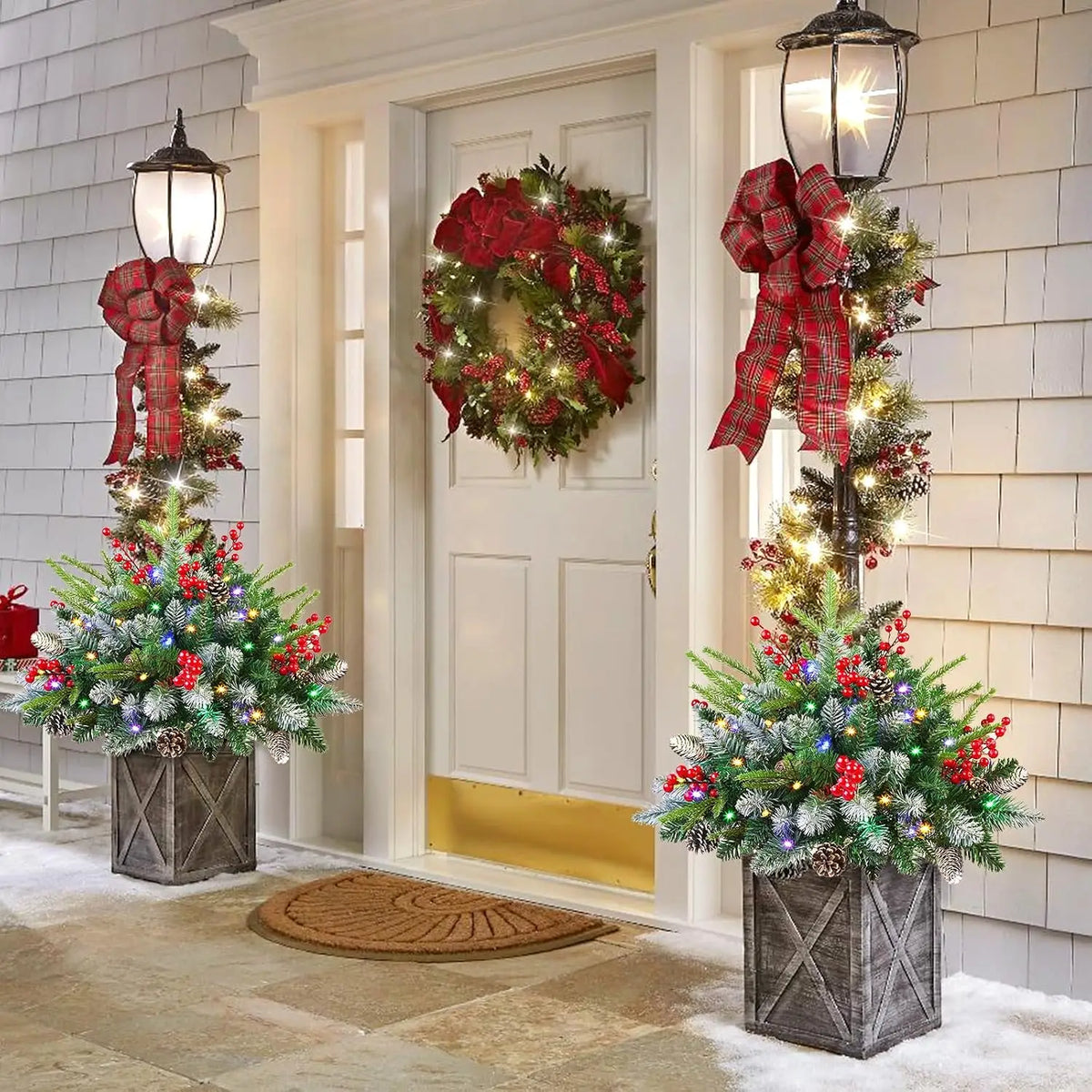 2-Pack Pre-Lit Christmas Urn Fillers with Remote Control