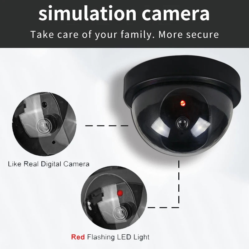 Dummy Dome Security Camera with Red LED Light