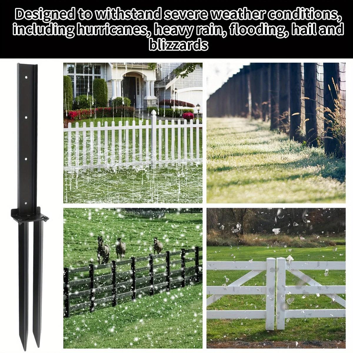 1/2 Pack Heavy-Duty Steel Fence Post Repair Kit with Ground Spike