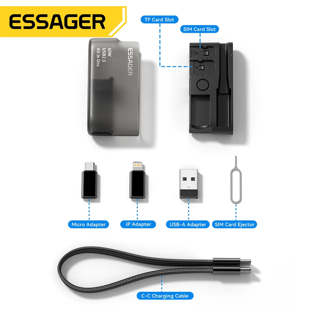 60W Universal Charging Cable Travel Kit & Storage Box
