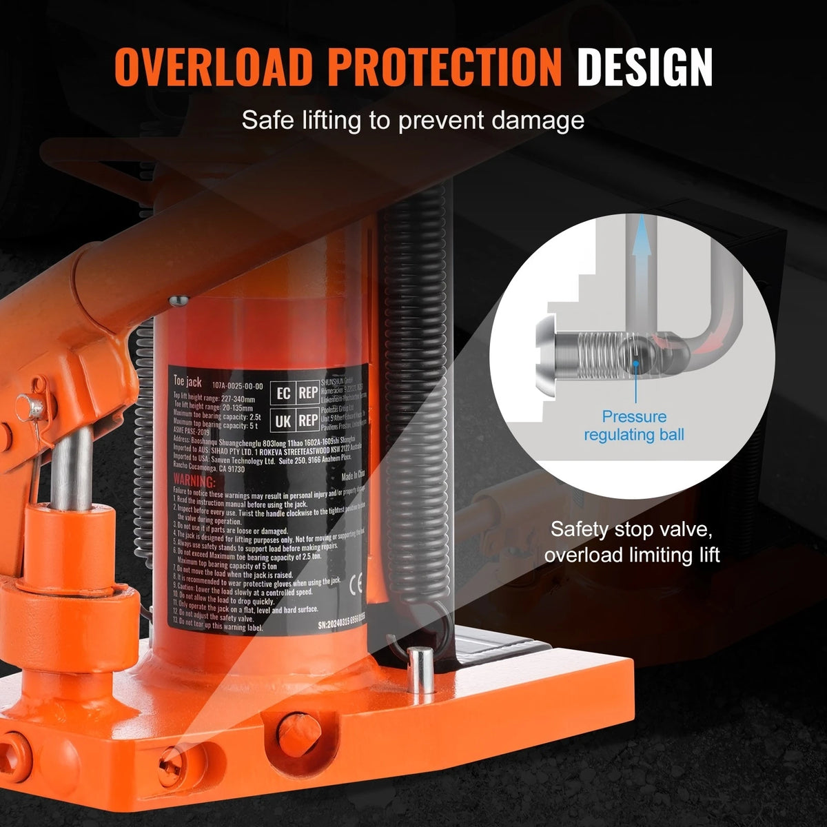 2.5T Air Hydraulic Toe Jack Lift