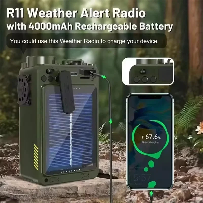 R11 Solar & Hand-Crank Emergency Radio Speaker