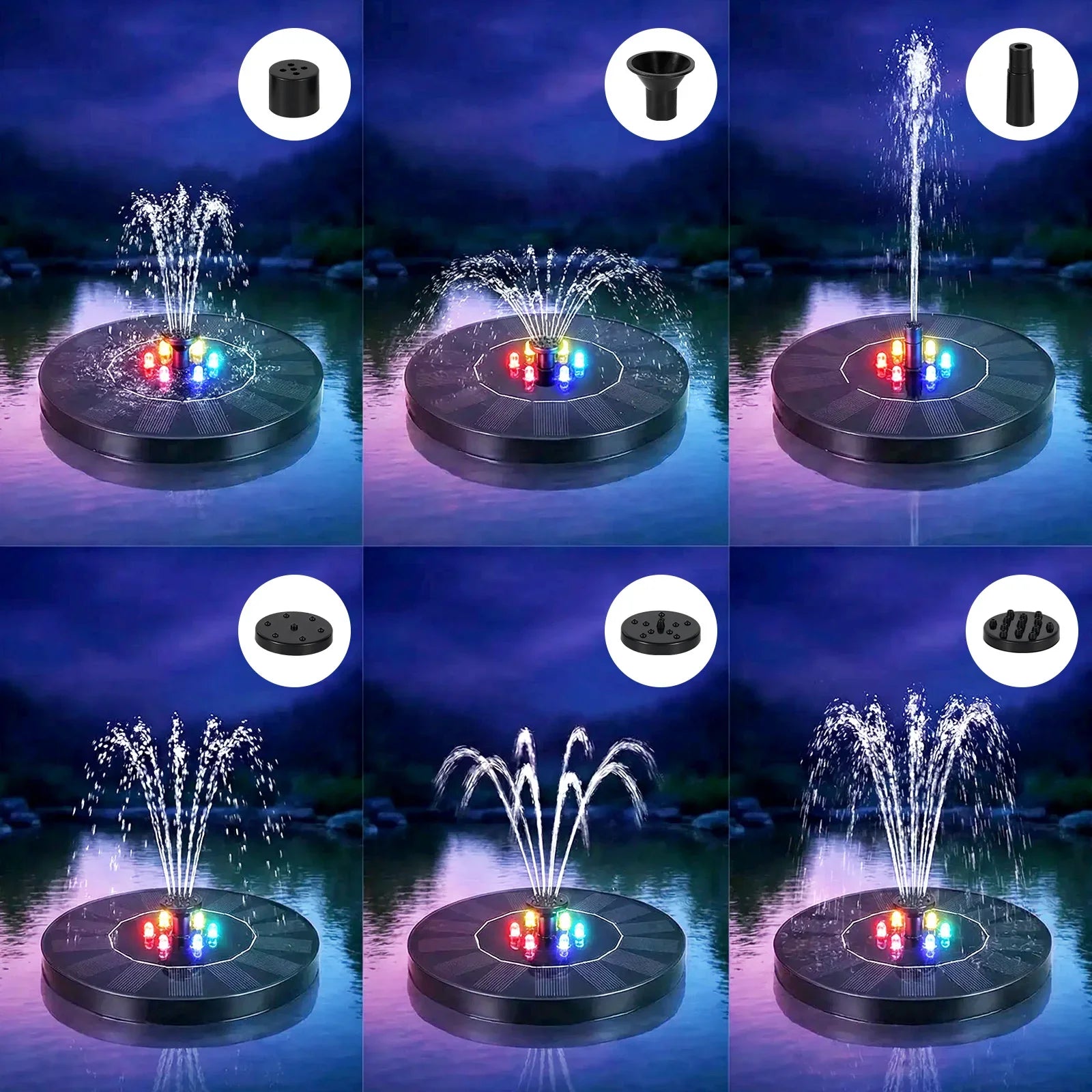 Solar Fountain Pump with LED Lights