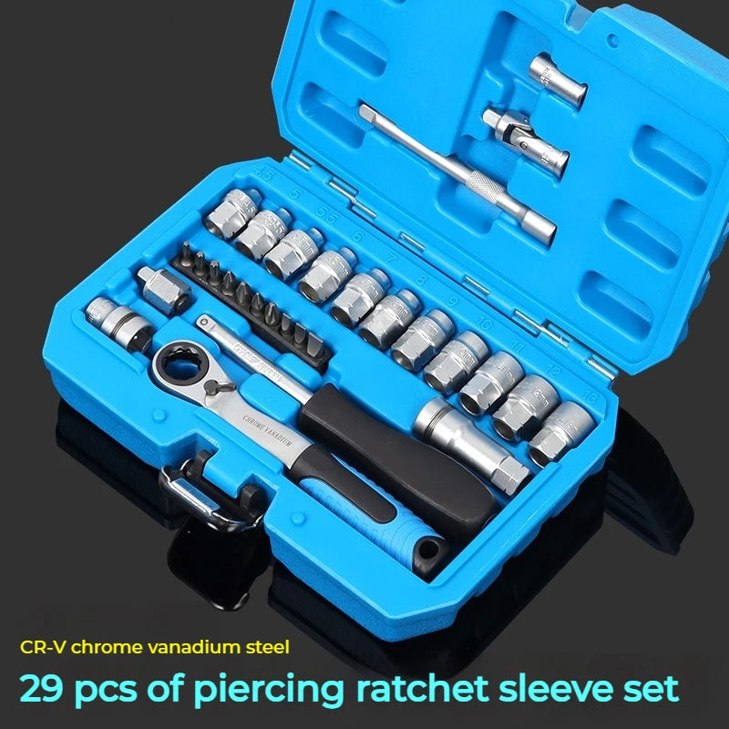 Pass-Through Ratchet Socket Wrench Set