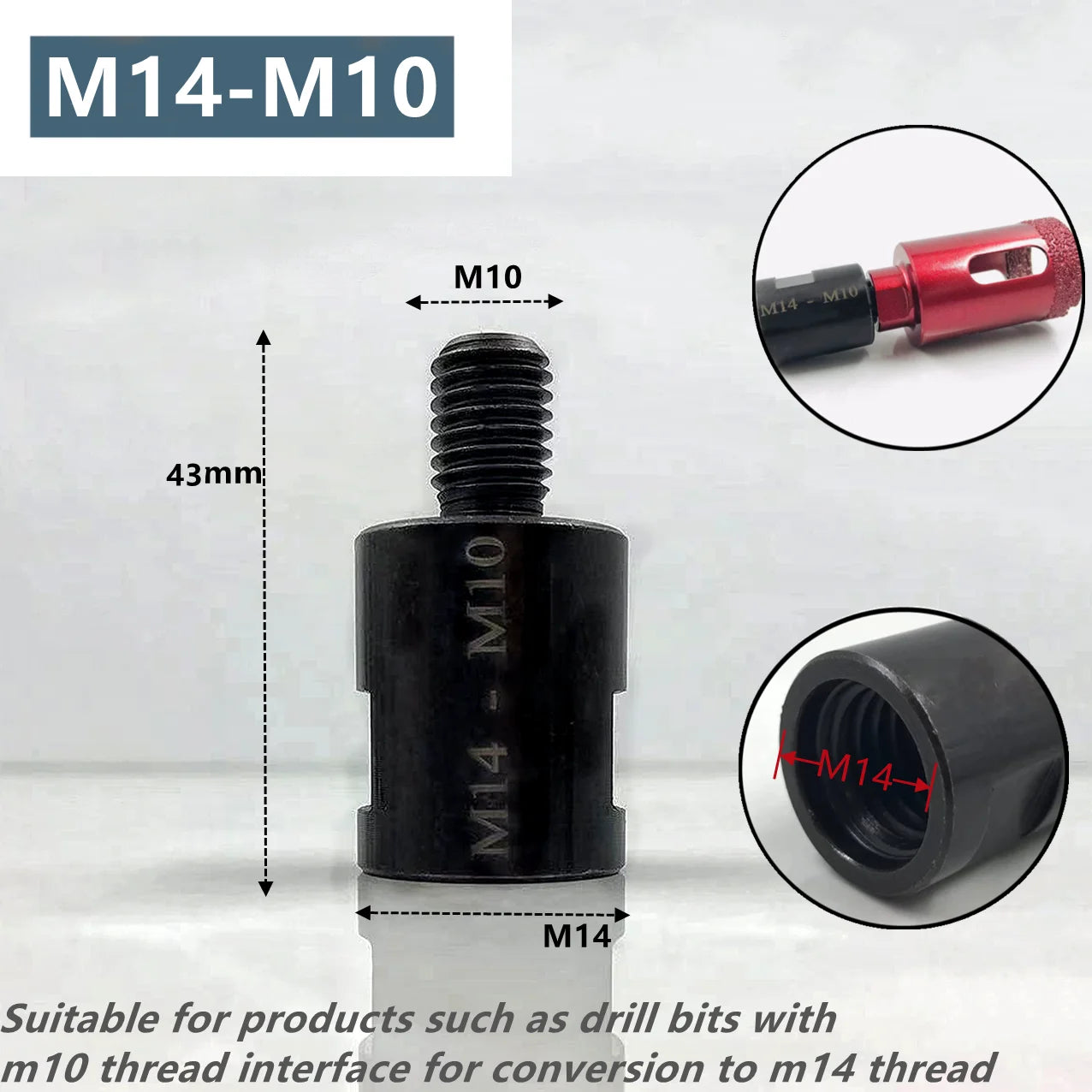 M14 to M10 & 5/8-11 Angle Grinder Adapter