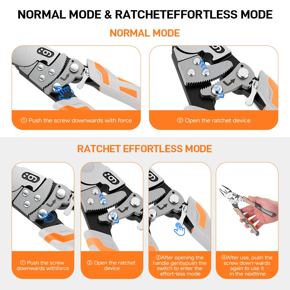 Self-Locking Ratchet Wire Cutter Pliers
