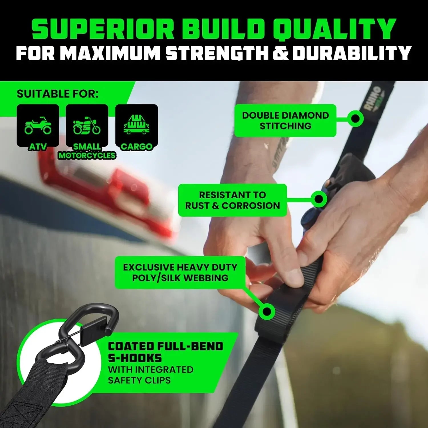 Retractable Ratchet Straps (4-Pack) - USA shipping only