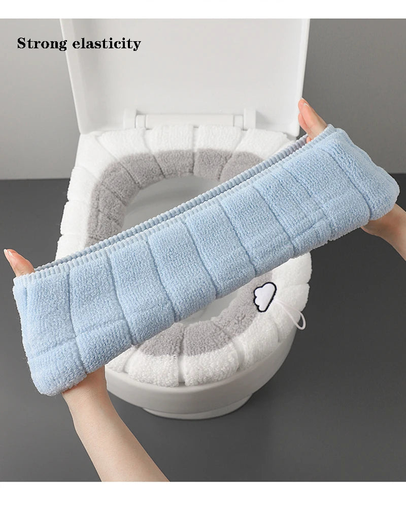 Soft Plush Toilet Seat Cover with Handle – Warm & Reusable