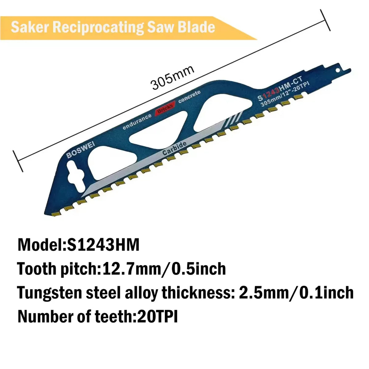 12-Inch Heavy-Duty Demolition Reciprocating Saw Blade
