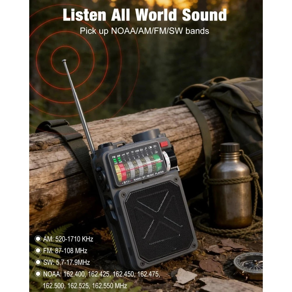 Altavoz de radio de emergencia solar y de manivela R11