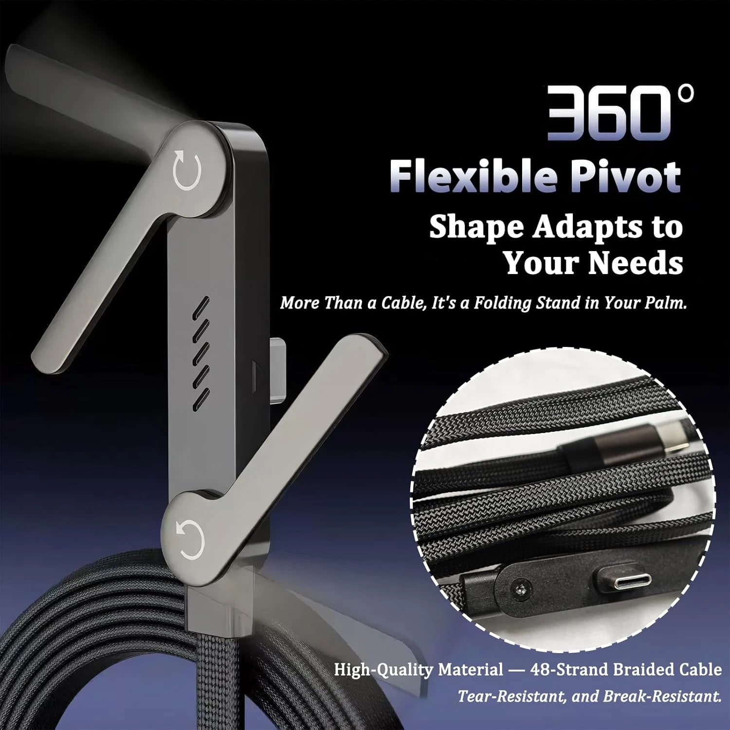 240W Fast Charging Cable with Phone Stand