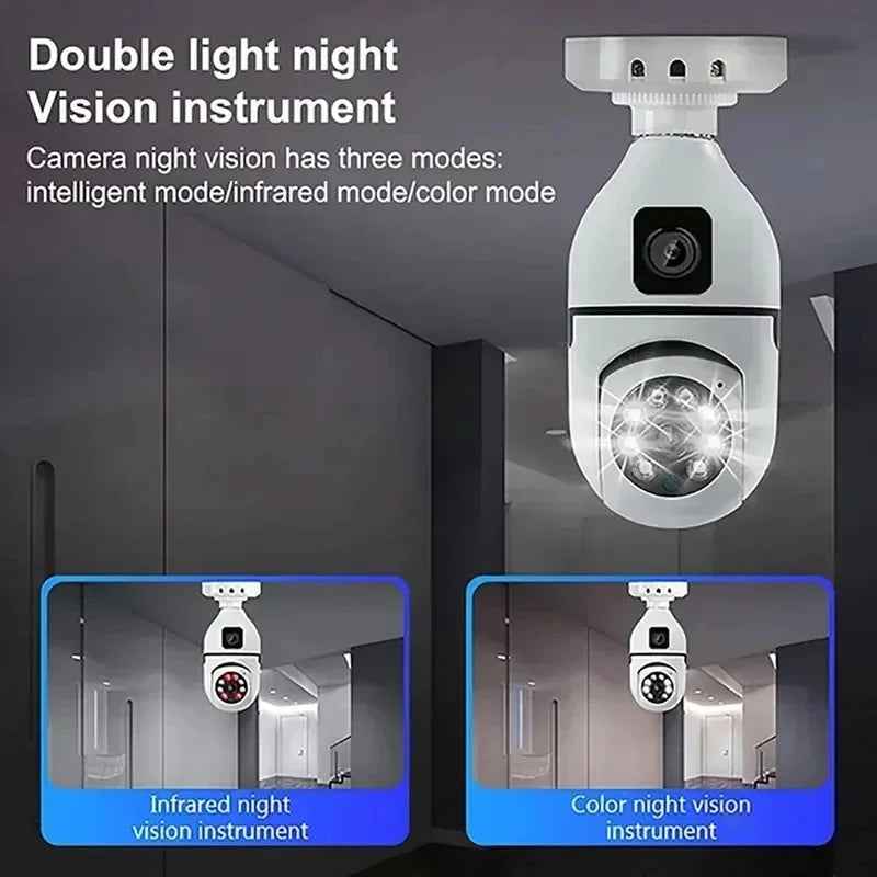 8MP Dual-Lens E27 WiFi Security Camera