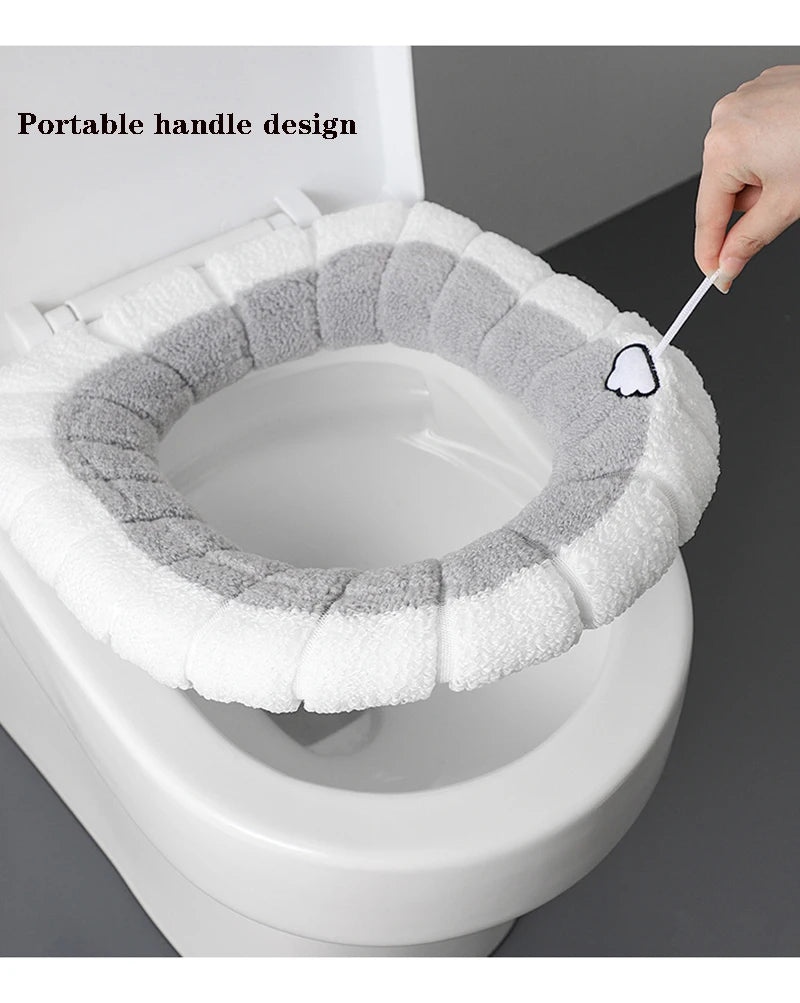 Soft Plush Toilet Seat Cover with Handle – Warm & Reusable