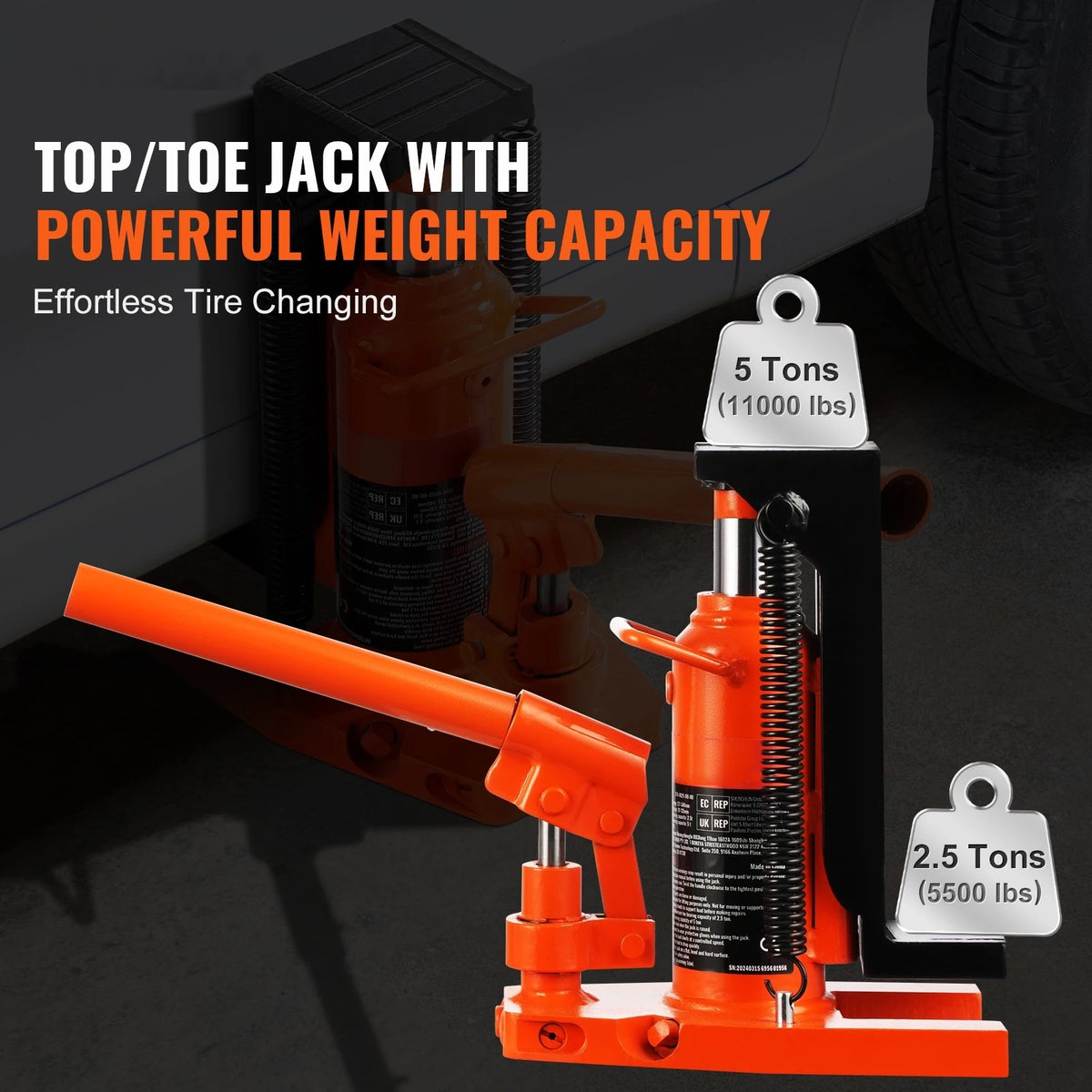 2.5T Air Hydraulic Toe Jack Lift