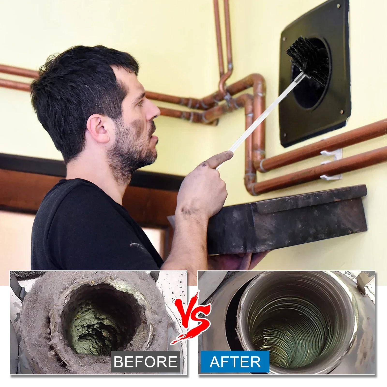 Extendable Chimney Cleaning Brush & Flexible Rod Kit