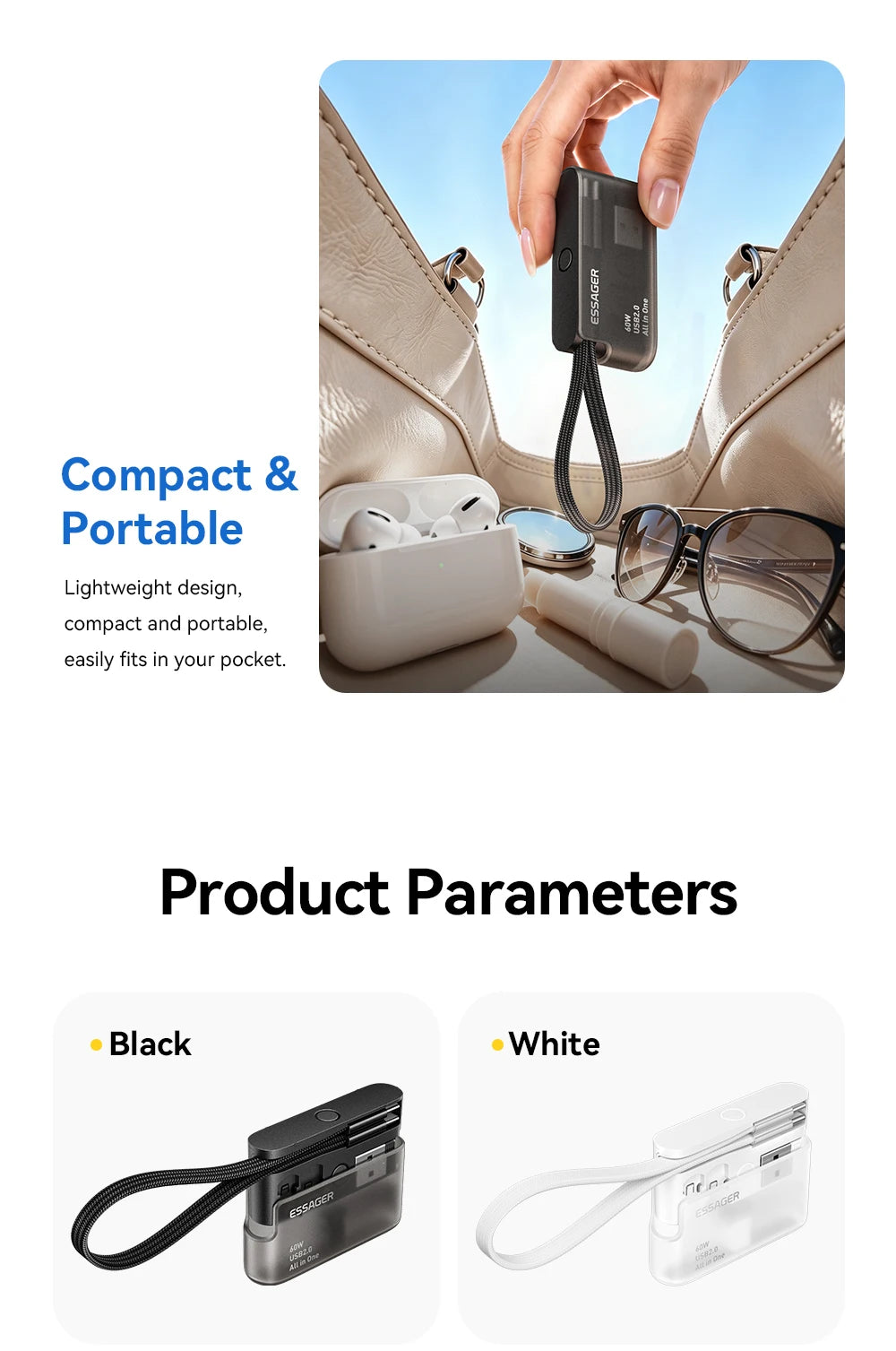 60W Universal Charging Cable Travel Kit & Storage Box