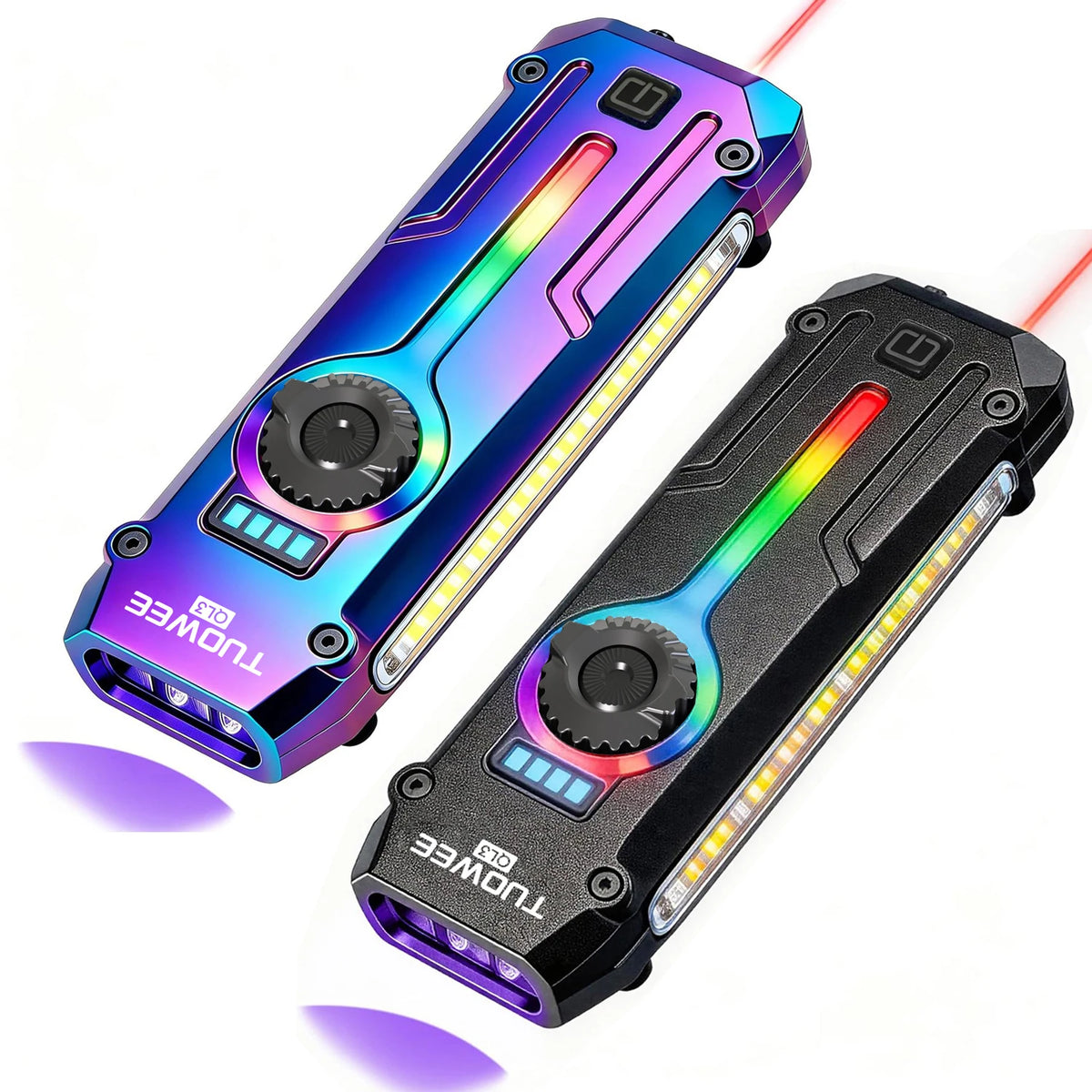 Rechargeable EDC Flashlight with UV, Laser & RGB Light