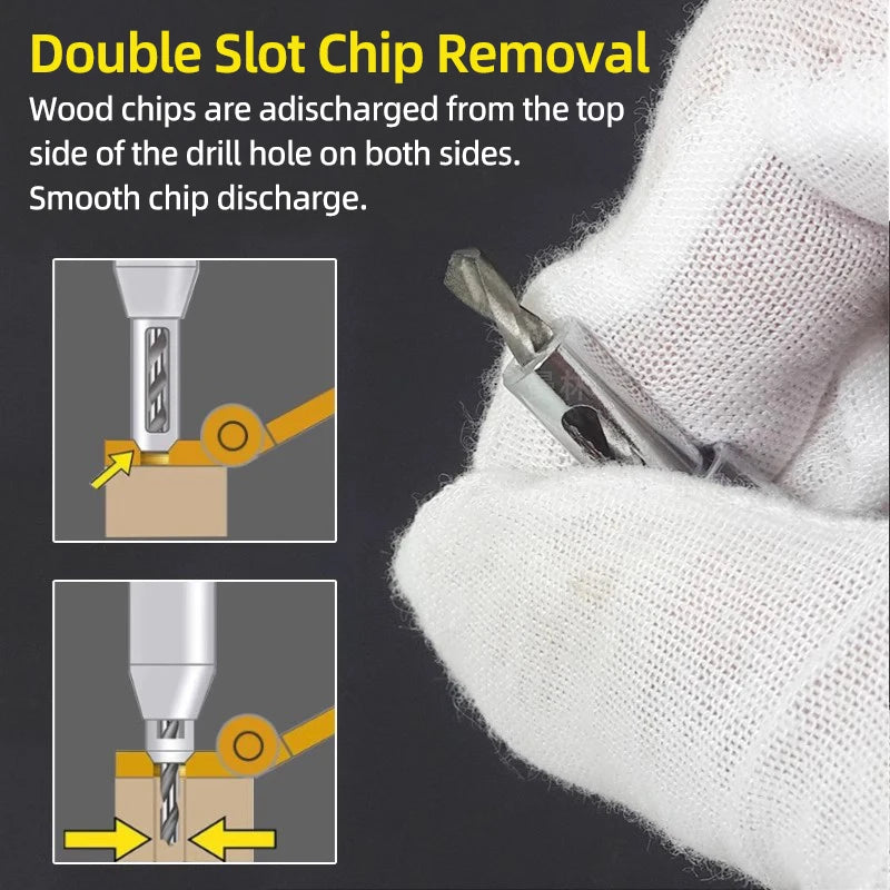Self-Centering Hinge Drill Bit SET