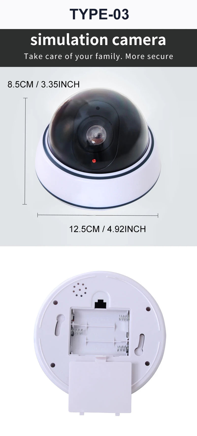 Dummy Dome Security Camera with Red LED Light