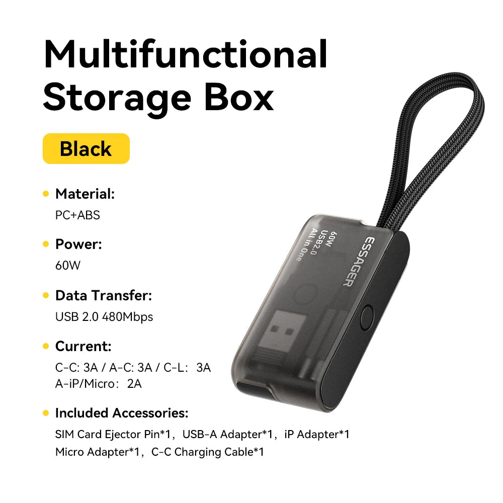 60W Universal Charging Cable Travel Kit & Storage Box