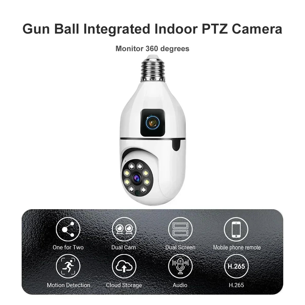 8MP Dual-Lens E27 WiFi Security Camera