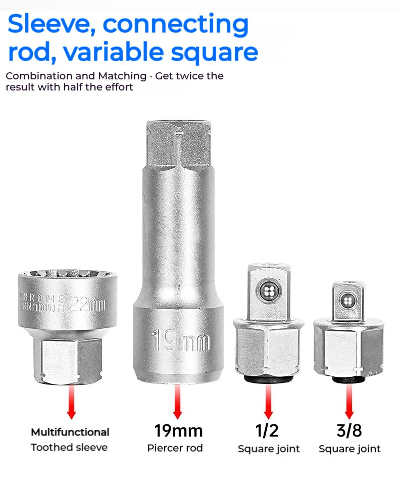 Pass-Through Ratchet Socket Wrench Set