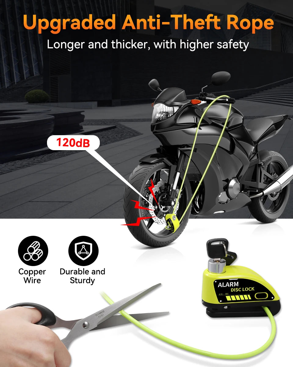 120dB Motorcycle Disc Brake Alarm Lock
