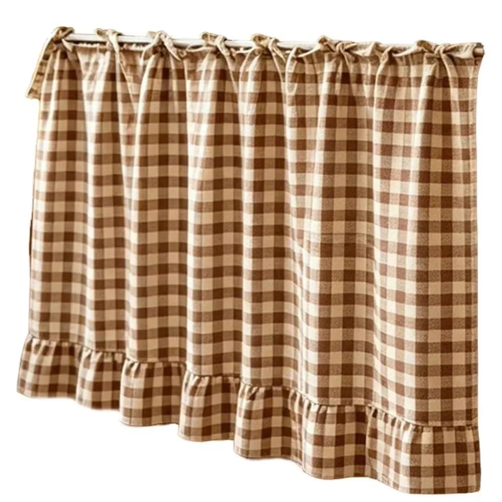 Farmhouse Plaid Kitchen Stove Cover with Ruffled Edges