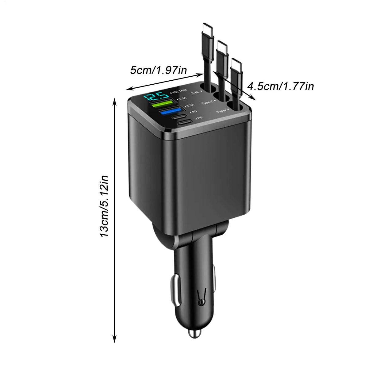102W Retractable Fast Car Charger with Starlight Projector