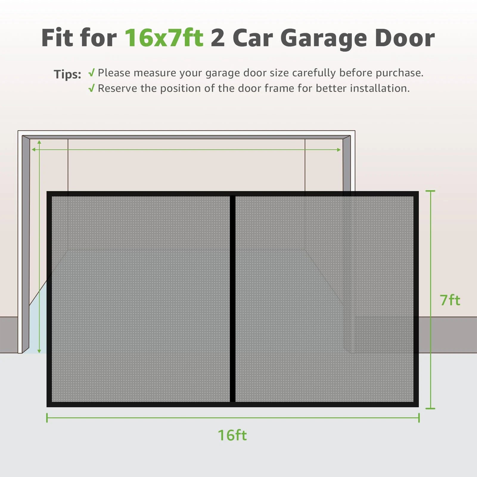 Magnetic Garage Screen Door for 2-Car Garage