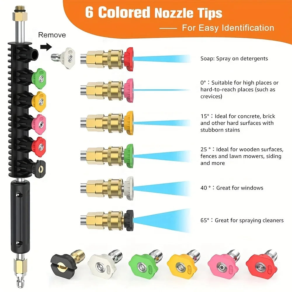 Pressure Washer Extension Wand Set with 6 Spray Nozzles
