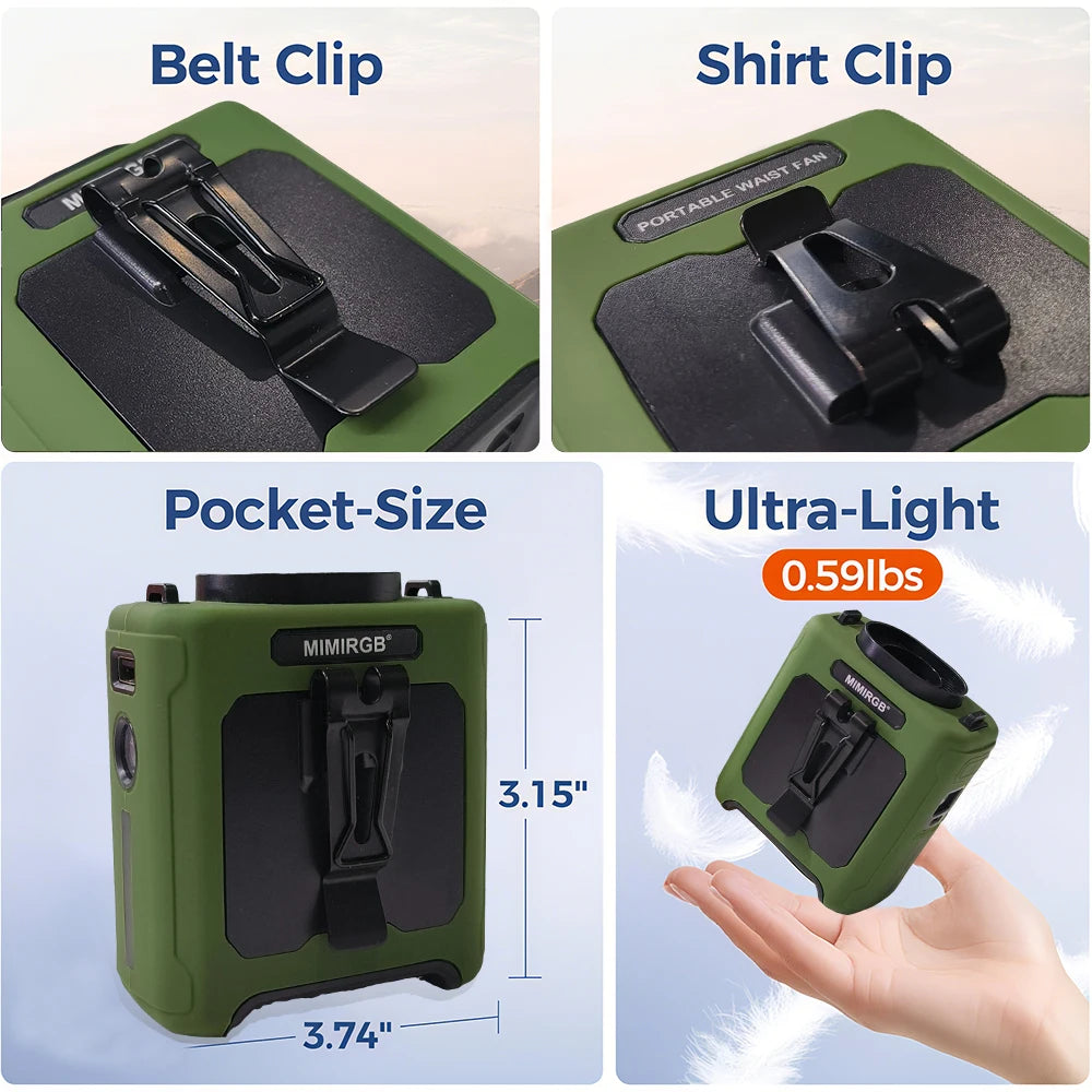 10000mAh Portable Waist Fan
