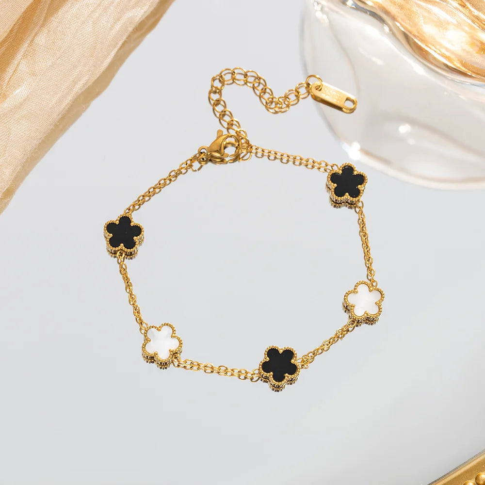 Five-Petal Clover Stainless Steel Bracelet
