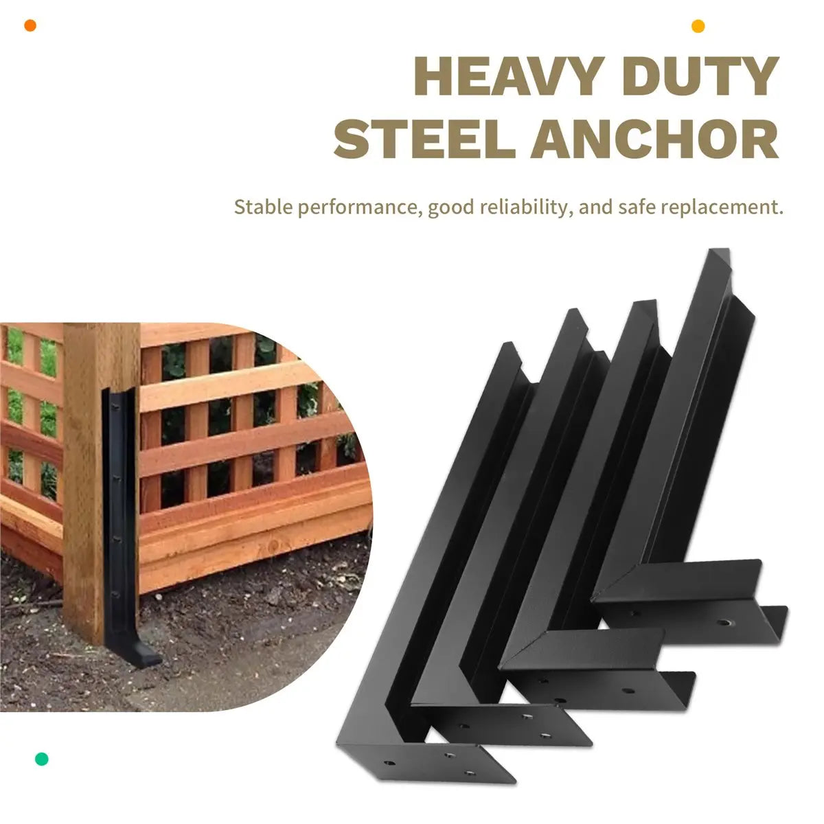Heavy-Duty Steel Fence Post Repair Anchor Kit (2-Pack)