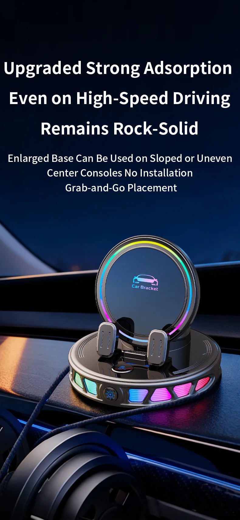15W Auto-Clamping Wireless Car Charger with RGB Lights