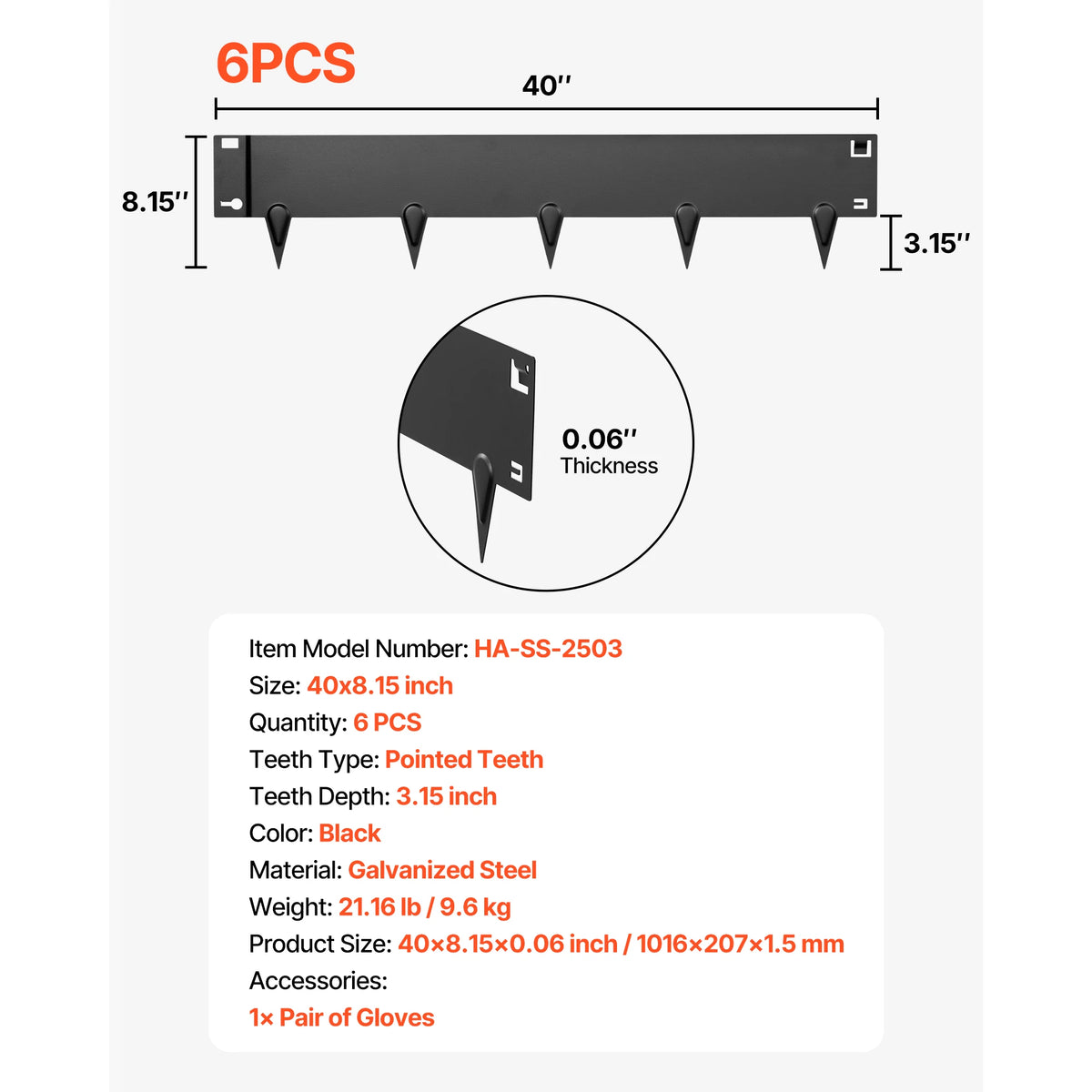 SucceBuy Flexible Steel Landscape Edging (5-Pack, 39x3")