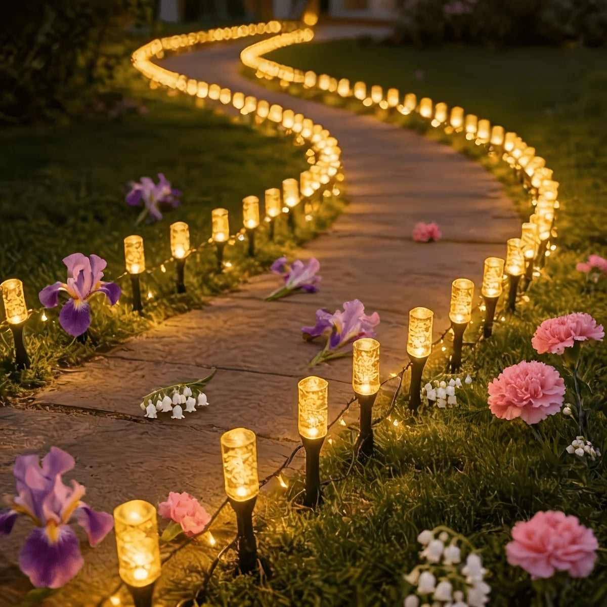 Solar Bubble Tube Pathway Stake Lights (Warm White)