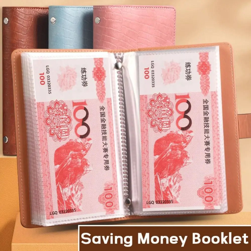 PU Leather 100 Envelope Money Saving Challenge Binder with Combination Lock