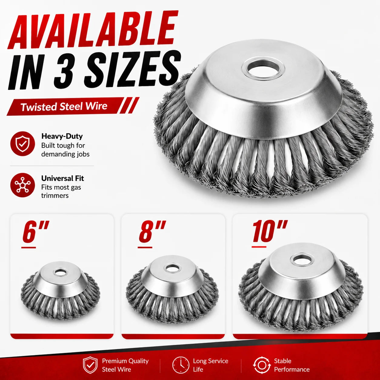 6/8/10 Inch Steel Wire Weed Trimmer Head