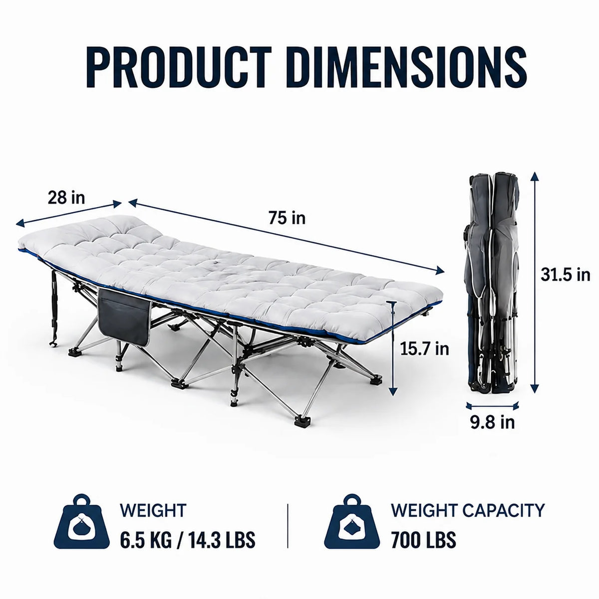 Heavy-Duty Folding Camping Cot with Padded Mattress