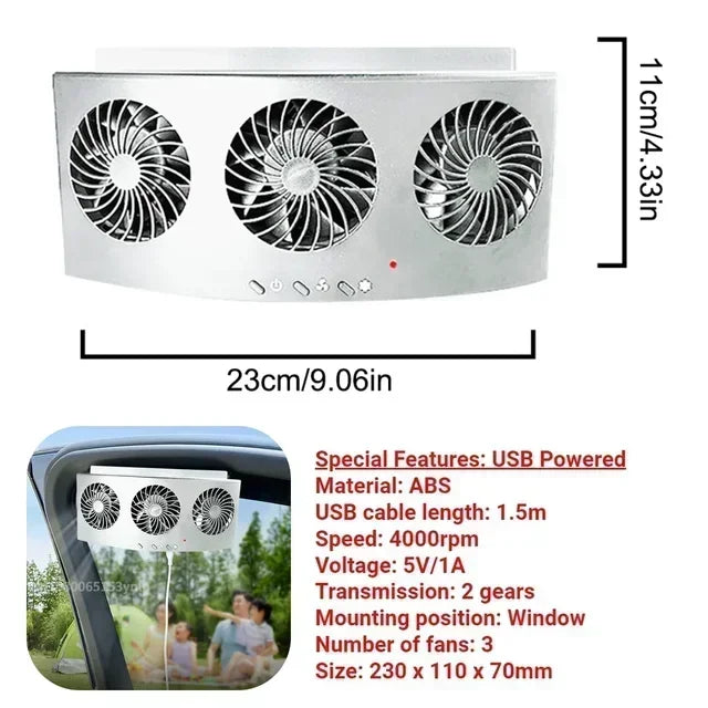 Triple Window Car Fan
