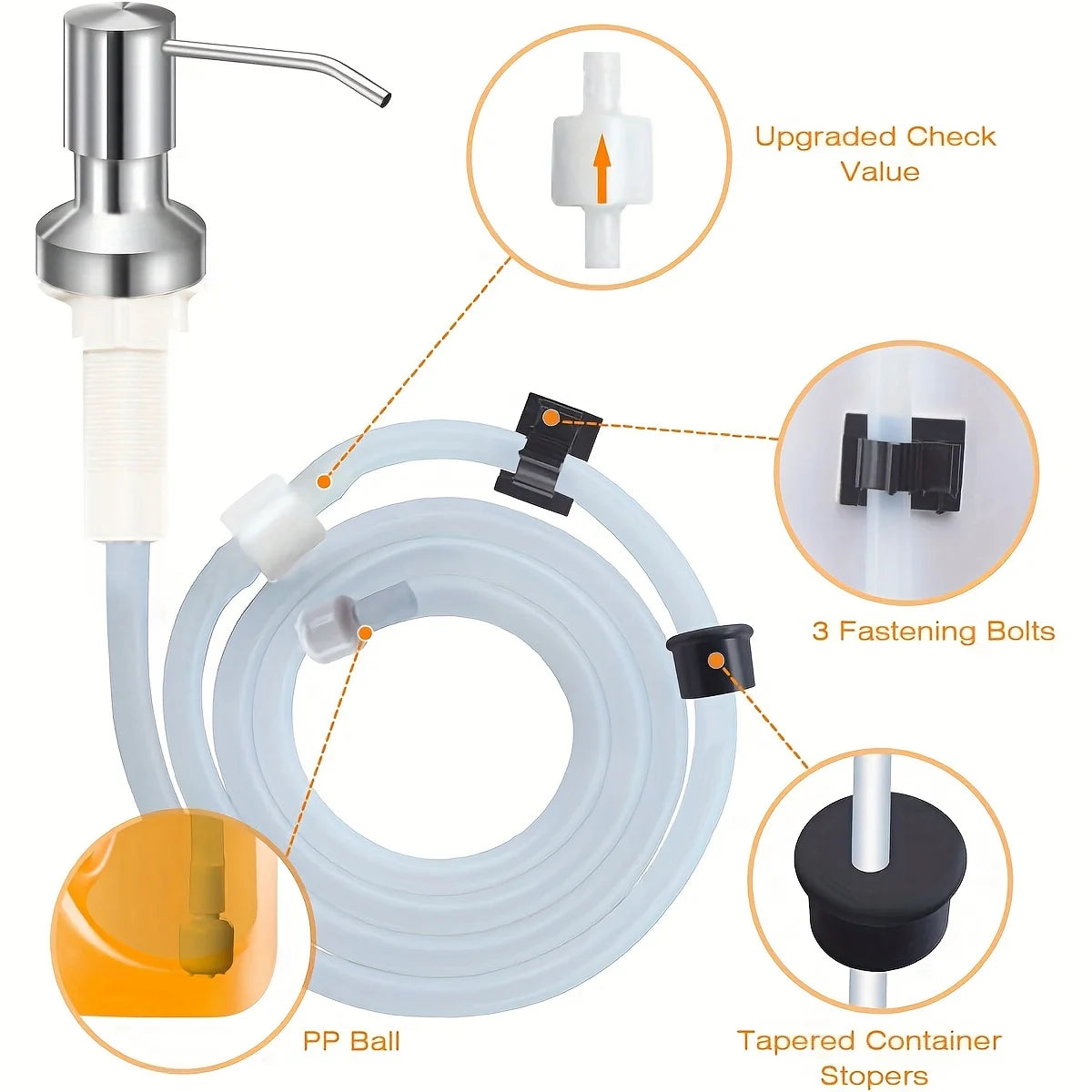Built-In Kitchen Sink Soap Dispenser with Extension Tube